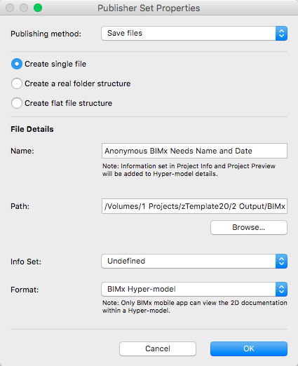 BIMx publication properties